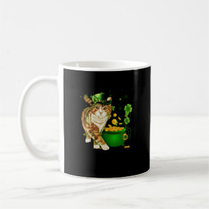 Cat Leprechaun Hat Kleeblatt St Patrick's Day Gold Kaffeetasse