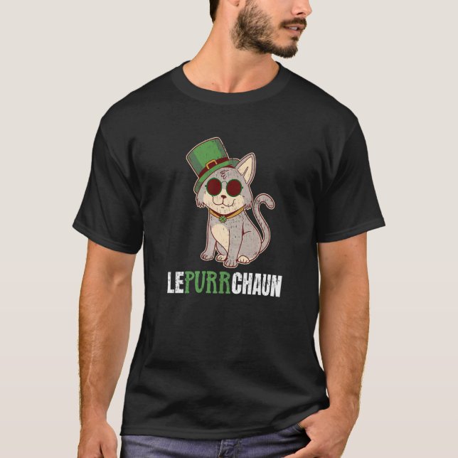 Cat Leprechaun Shamrock Lepurrchaun  Lucky St Patr T-Shirt (Vorderseite)