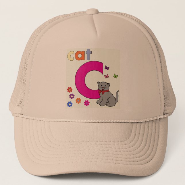 Cat Letter C Hat Truckerkappe (Vorderseite)