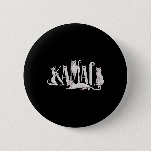 Cat Lettering Art - Kamala Harris 2024 Button (Vorderseite)