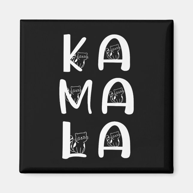Cat Lettering Positive Kamala Harris Walz Waltz Magnet (Vorne)