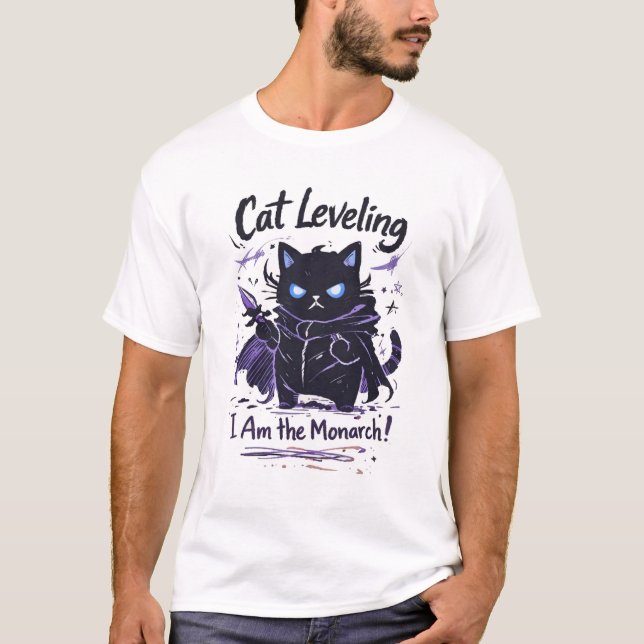 Cat Leveling – Shadow Monarch Cat Parody T-Shirt (Vorderseite)