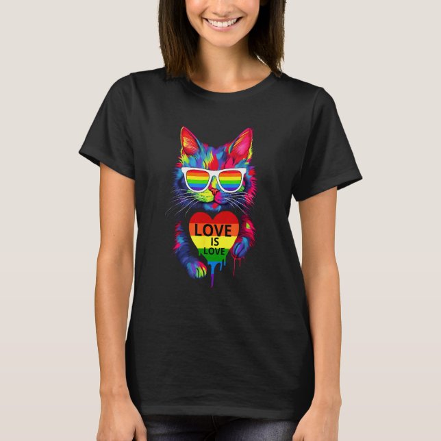 Cat LGBT Flag Gay Pride Month Transgender Rainbow  T-Shirt (Vorderseite)