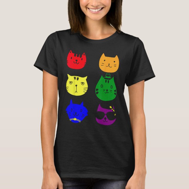 Cat LGBT Flag Gay Pride Transgender Rainbow Lesbia T-Shirt (Vorderseite)
