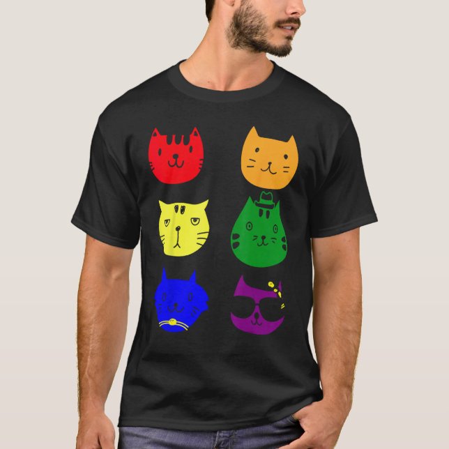 Cat LGBT Flag Gay Pride Transgender Rainbow Lesbia T-Shirt (Vorderseite)