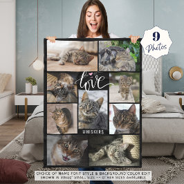 Cat LIEBE Foto Collage Whiskers Name Fleecedecke
