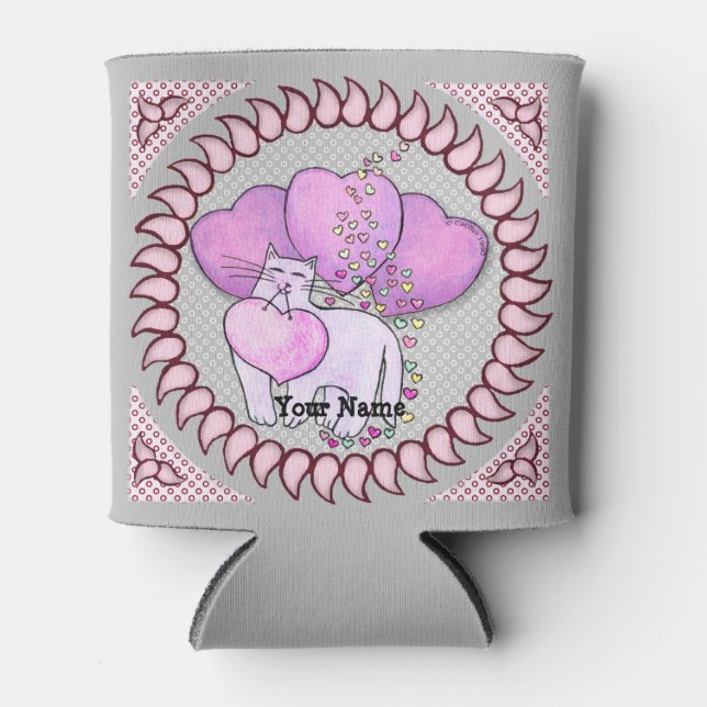 Cat Liebe Herz Dosenkühler (Vorderseite)