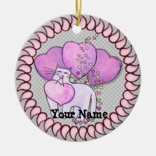 Cat Liebe Herz Keramik Ornament