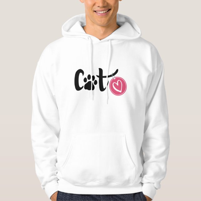 Cat Liebe Hoodie - Niedlich und Minimalistisch Des (Vorderseite)