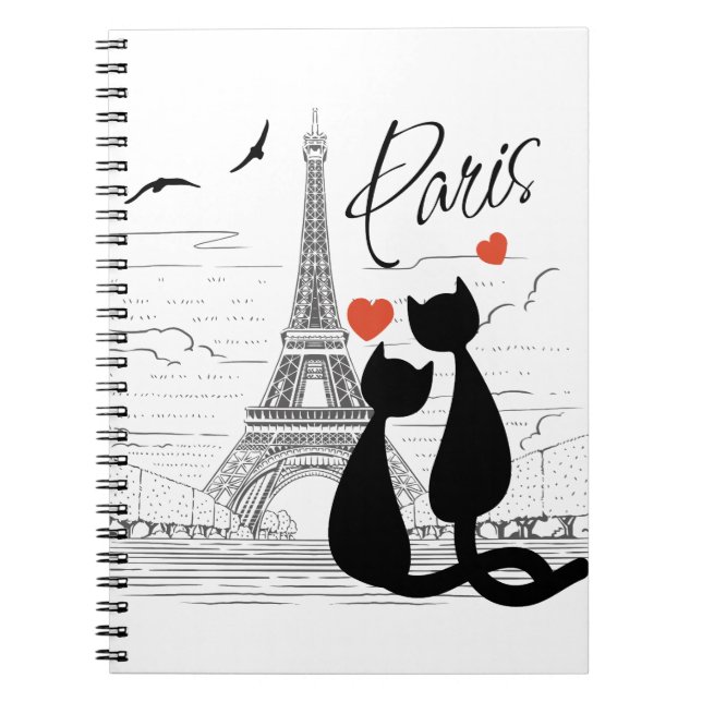 Cat Liebe in Paris Notizblock (Vorderseite)