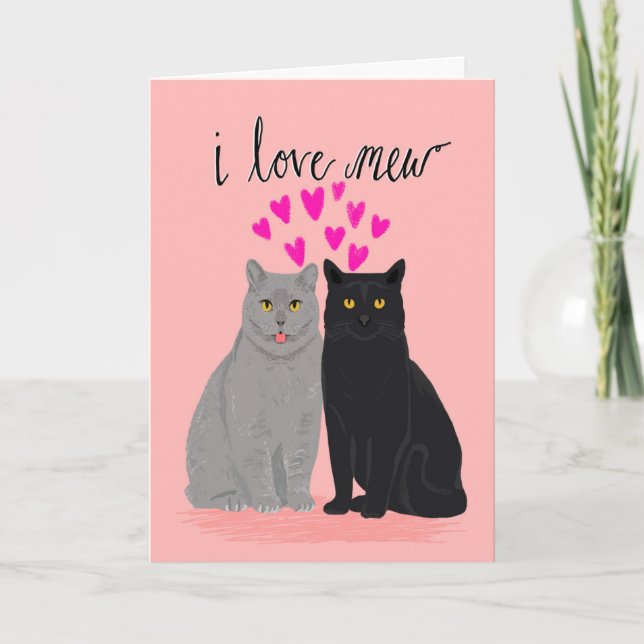 Cat Liebe Valentinstag - I Liebe Zwei Katzen Karte (Vorderseite)