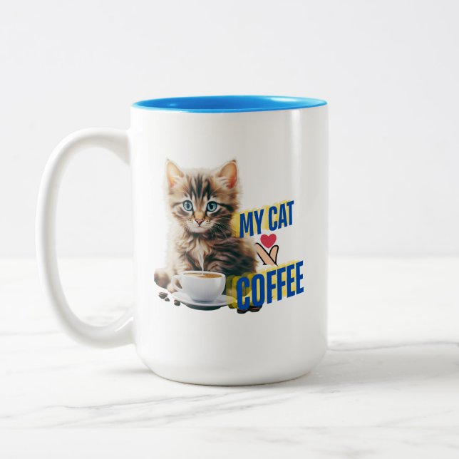Cat-Liebe Zweifarbige Tasse (Links)