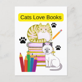 Cat Lieben Bücher Feiertagspostkarte