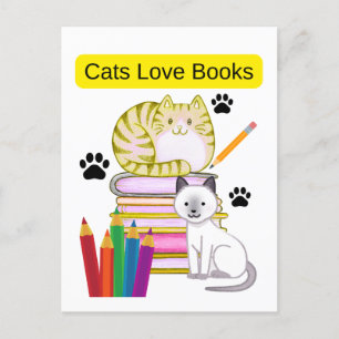 Cat Lieben Bücher Feiertagspostkarte