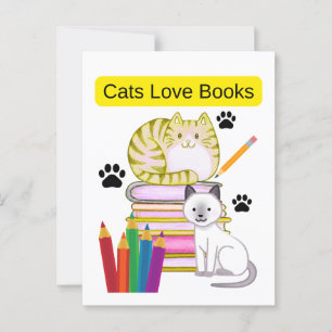Cat Lieben Bücher Postkarte