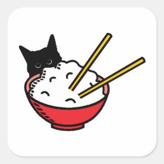 Cat Lieben Reis Quadratischer Aufkleber