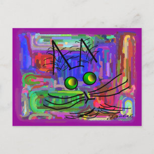Cat Liebhaber der Abstrakten Katze Kunst Postkarte