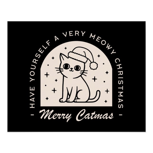 Cat Liebhaber lustige Weihnachtswünsche schwarz Poster (Vorderseite)