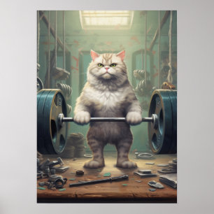 Cat Lifting Weight Poster