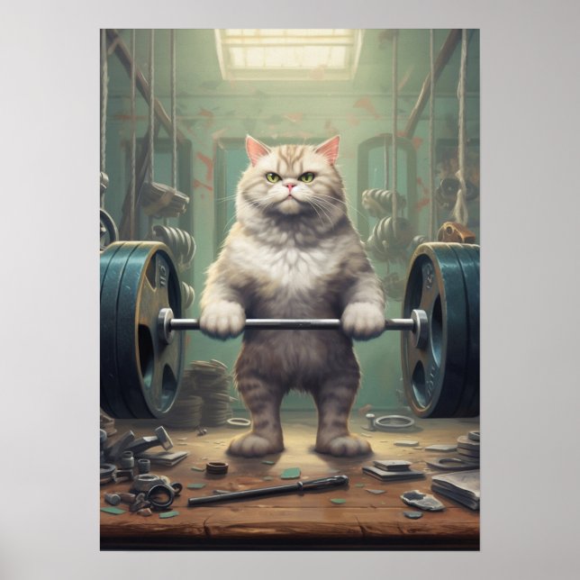 Cat Lifting Weight Poster (Vorne)