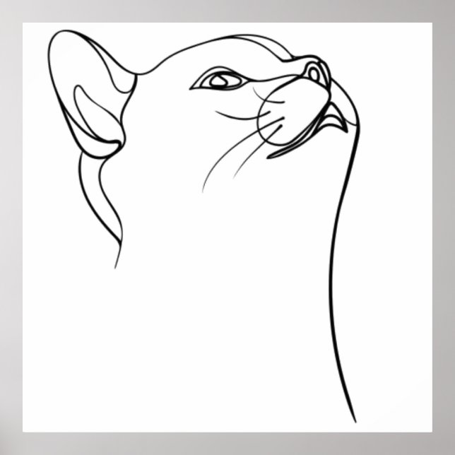 Cat Line Art Poster (Vorne)