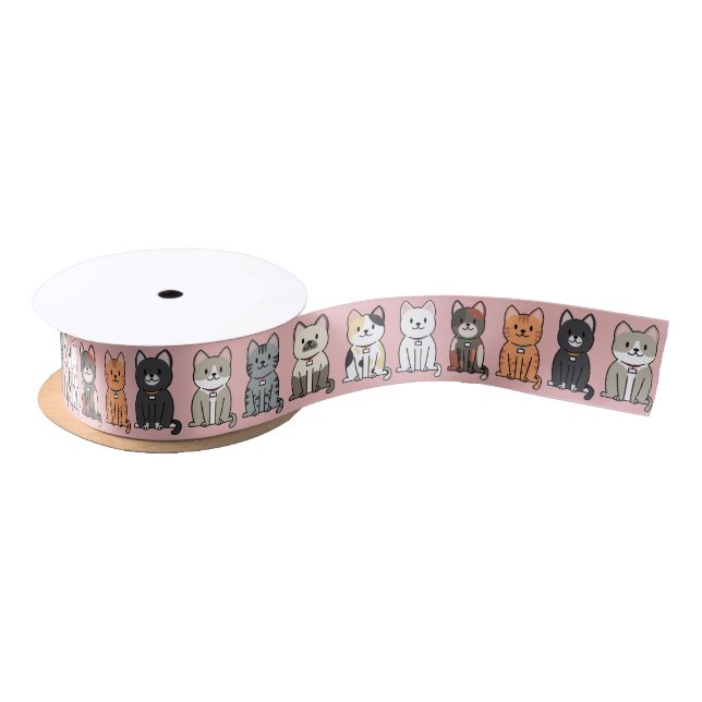 Cat Line Grosgrain Ribbon Satinband (Spule)