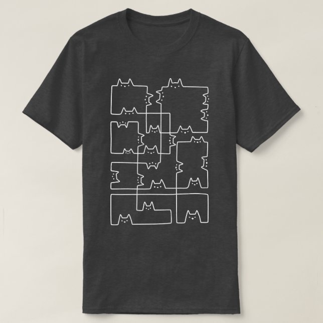 Cat Lines Geometric Cubism Black and White by Tobe T-Shirt (Design vorne)