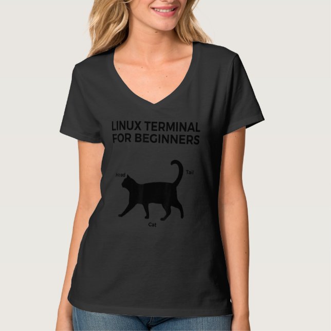 Cat Linux Terminal für Anfänger T-Shirt (Vorderseite)