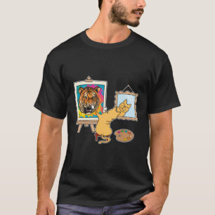 Cat Lion Animal Zeichne Paint Artist Maler T-Shirt