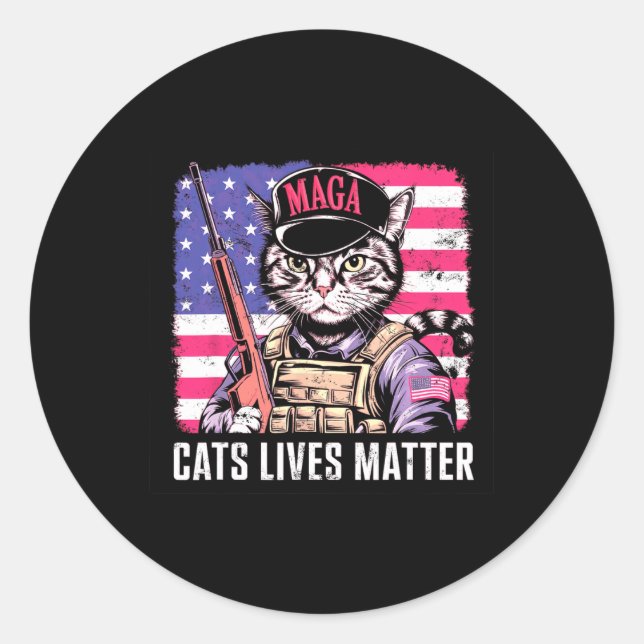 Cat Lives Runder Aufkleber (Vorderseite)