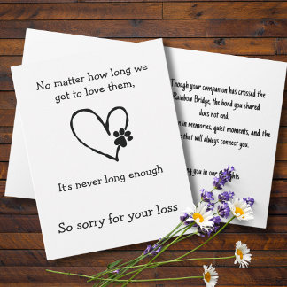 Cat Loss Sympathy Card with Heart and Paw Karte