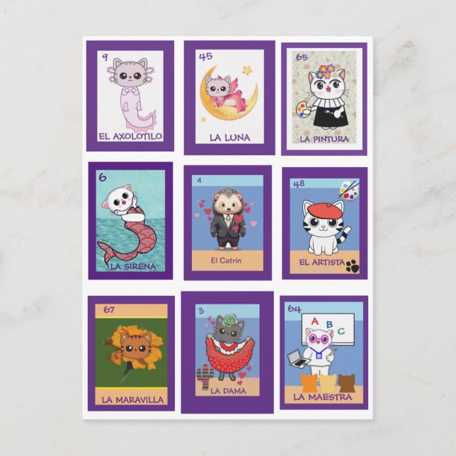 Cat Lottería, Postkarte (Vorderseite)