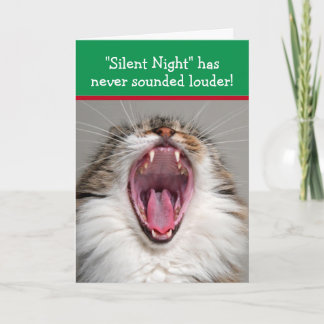 Cat Loudly Singing "Silent Night" Christmas Karte