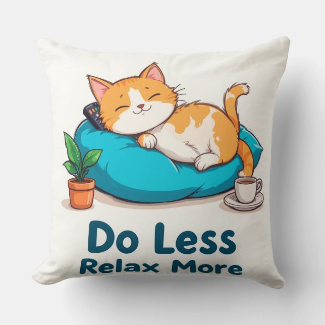 Cat Lounging Design mit Beschriftung Kissen (Vorderseite)