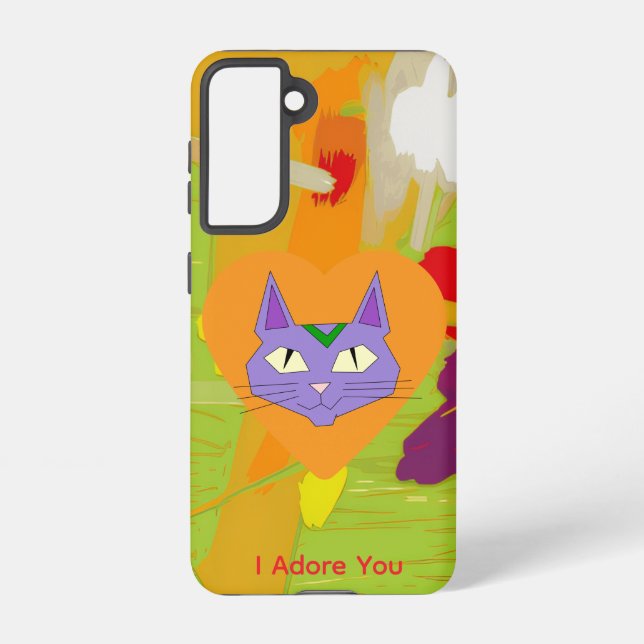 Cat Love Heart Samsung Galaxy Phone Case Samsung Galaxy Hülle (Rückseite)
