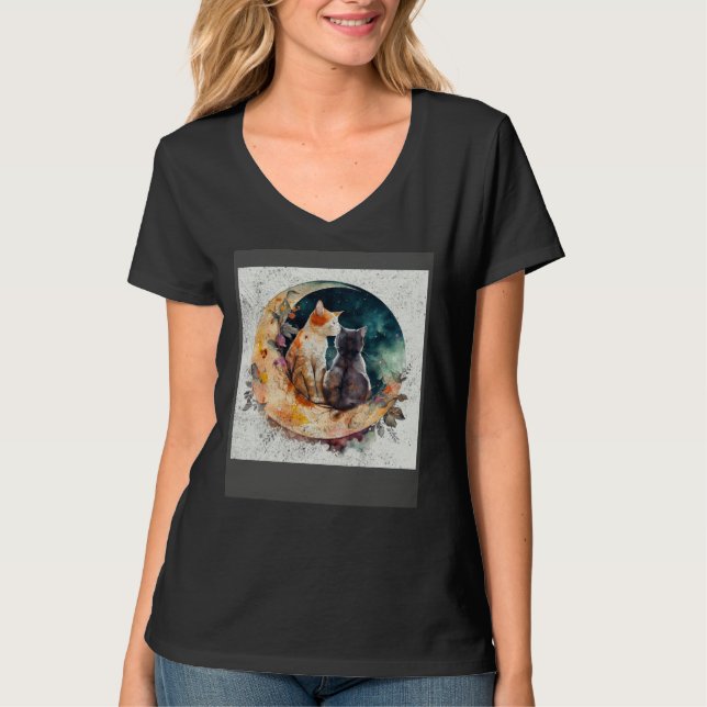 Cat Love Moon T-Shirt (Vorderseite)