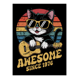 Cat Lover 1976 Birthday Retro 50th Bday Ukulele Poster
