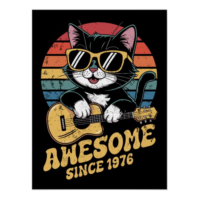 Cat Lover 1976 Birthday Retro 50th Bday Ukulele Poster (Vorderseite)