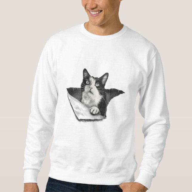Cat Lover 3D Tuxedo Kitten Black and White Men Sweatshirt (Vorderseite)
