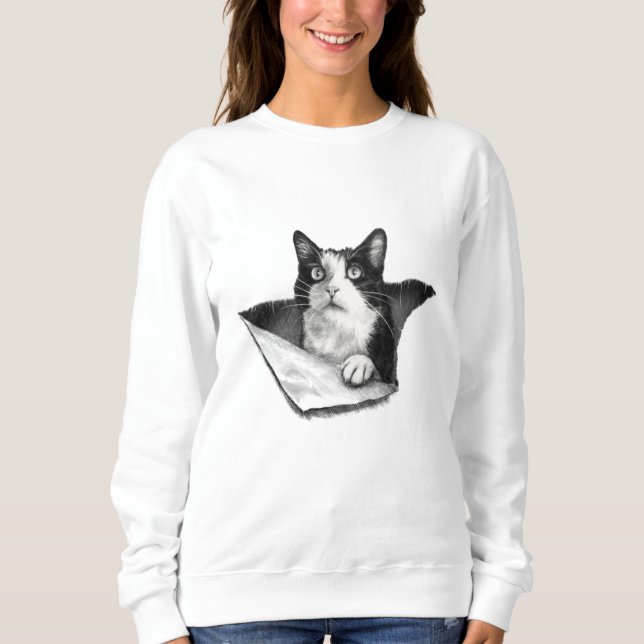 Cat Lover 3D Tuxedo Kitten Black and White Men Sweatshirt (Vorderseite)