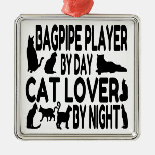 Cat Lover Bagpipe Player Silbernes Ornament