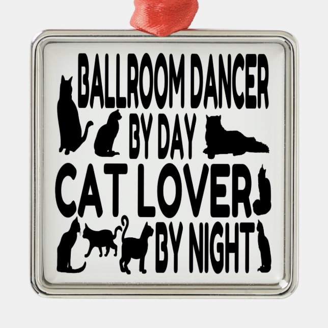 Cat Lover Ballroom Dancer Silbernes Ornament (Vorne)