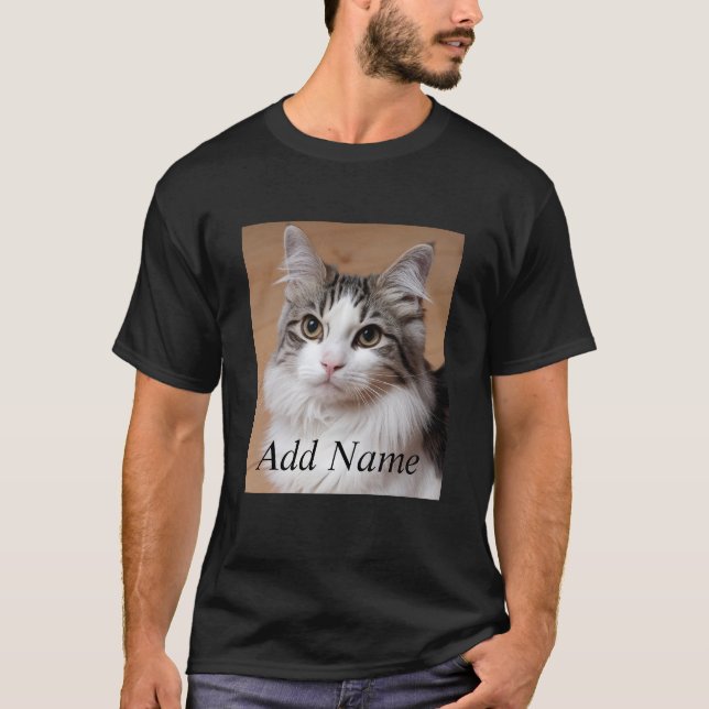 Cat Lover Benutzerdefiniertes Foto und Name Person T-Shirt (Vorderseite)