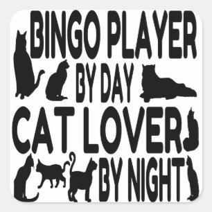 Cat Lover Bingo Player Quadratischer Aufkleber