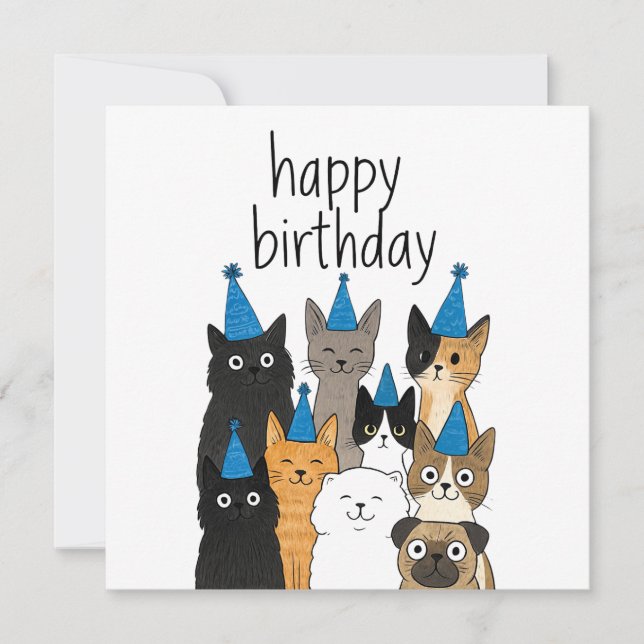 Cat Lover Cards - Cat Party Birthday Card (Vorderseite)