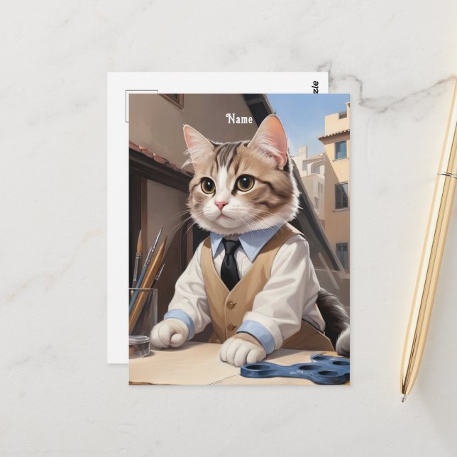 Cat Lover, Cat Architect Postkarte (Vorderseite/Rückseite Beispiel)