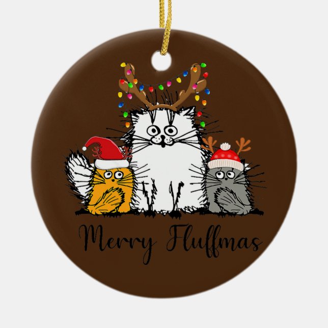 Cat Lover Cat Mom Cat Dad Xmas Christmas Merry Keramik Ornament (Vorne)