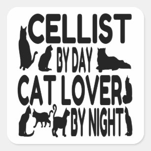 Cat Lover Cellist Quadratischer Aufkleber