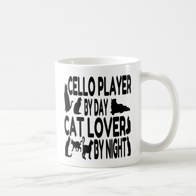 Cat Lover Cello Player Kaffeetasse (Rechts)