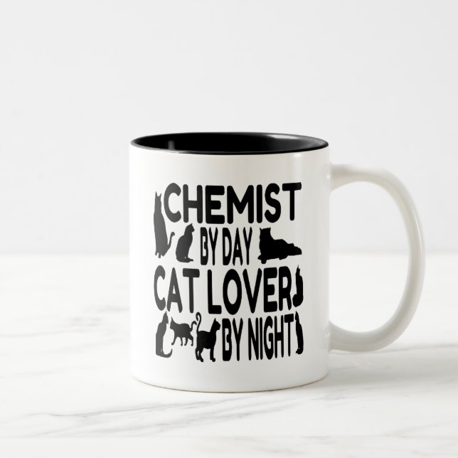 Cat Lover Chemist Zweifarbige Tasse (Rechts)